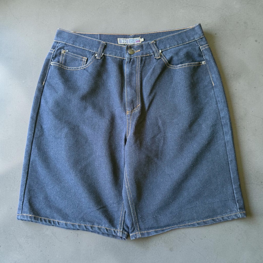Recycled Blues Mens Dark Wash Denim Shorts Relaxed Fit W38 Blue Vintage Style